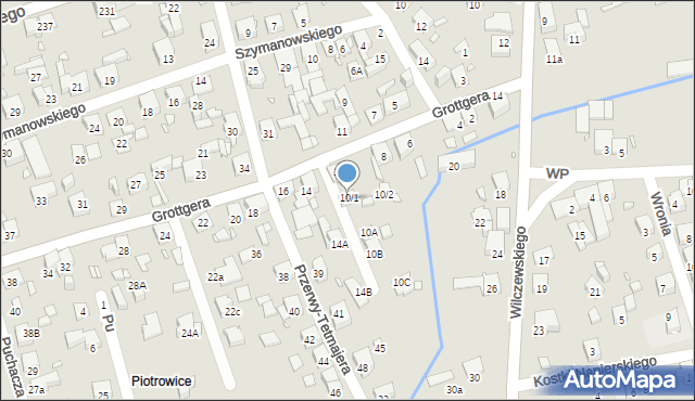 Katowice, Grottgera Artura, 10C, mapa Katowic