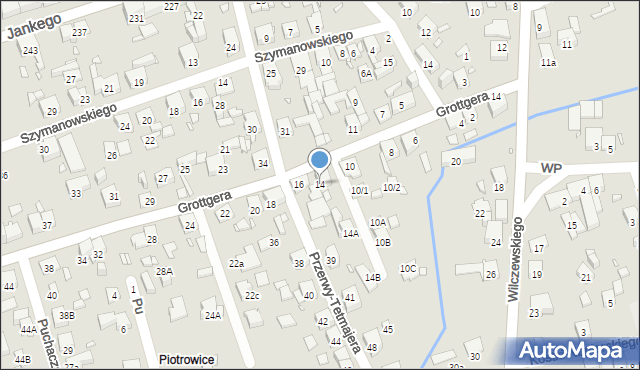 Katowice, Grottgera Artura, 14, mapa Katowic