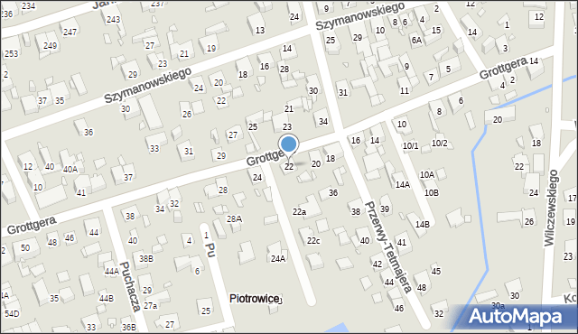 Katowice, Grottgera Artura, 22, mapa Katowic