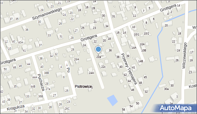 Katowice, Grottgera Artura, 22a, mapa Katowic