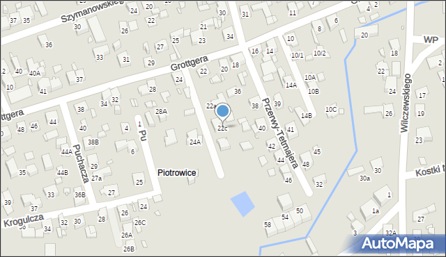 Katowice, Grottgera Artura, 22c, mapa Katowic