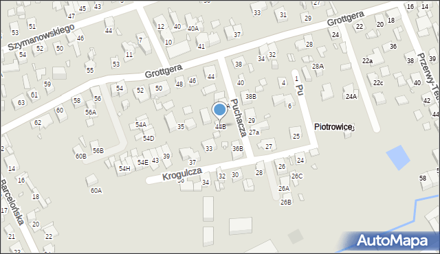 Katowice, Grottgera Artura, 44B, mapa Katowic
