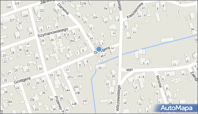 Katowice, Grottgera Artura, 4A, mapa Katowic