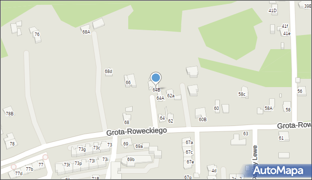 Katowice, Grota-Roweckiego Stefana, gen., 64B, mapa Katowic