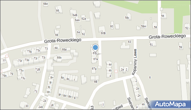 Katowice, Grota-Roweckiego Stefana, gen., 67d, mapa Katowic