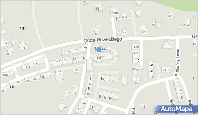 Katowice, Grota-Roweckiego Stefana, gen., 69b, mapa Katowic