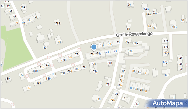 Katowice, Grota-Roweckiego Stefana, gen., 73s, mapa Katowic