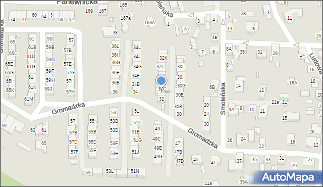 Katowice, Gromadzka, 32B, mapa Katowic