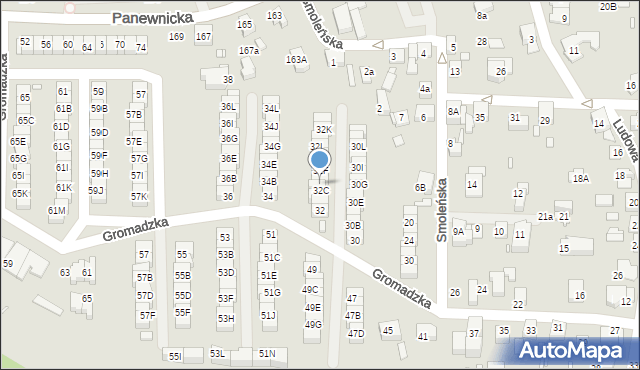 Katowice, Gromadzka, 32D, mapa Katowic