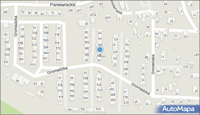 Katowice, Gromadzka, 34A, mapa Katowic