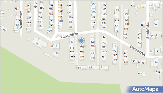 Katowice, Gromadzka, 55B, mapa Katowic