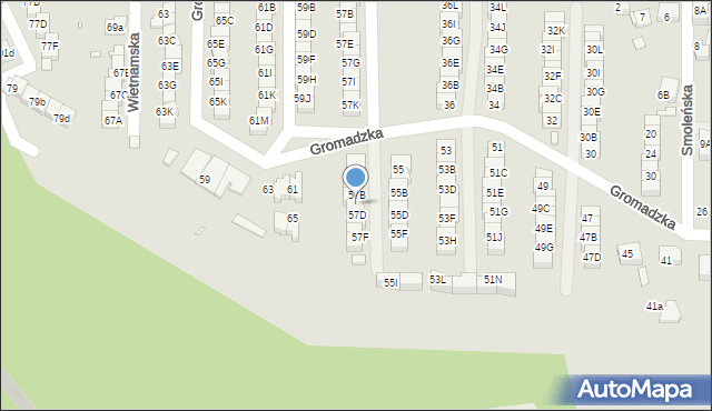 Katowice, Gromadzka, 57C, mapa Katowic