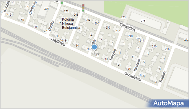 Katowice, Grządziela Jakuba, 24, mapa Katowic