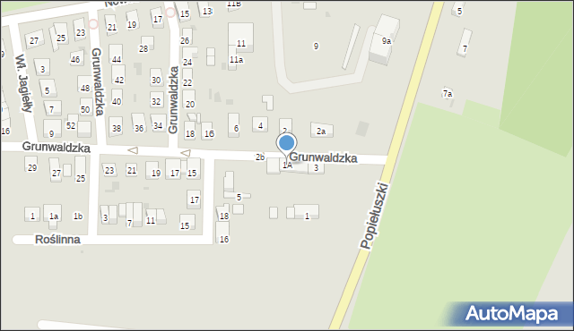 Kąty Wrocławskie, Grunwaldzka, 1A, mapa Kąty Wrocławskie