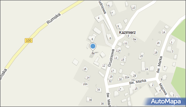 Kazimierz, Grudniowa, 8a, mapa Kazimierz