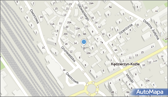Kędzierzyn-Koźle, Grunwaldzka, 10, mapa Kędzierzyna-Koźle