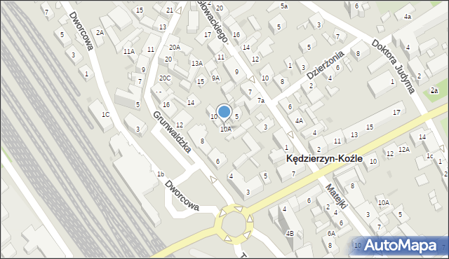 Kędzierzyn-Koźle, Grunwaldzka, 10A, mapa Kędzierzyna-Koźle