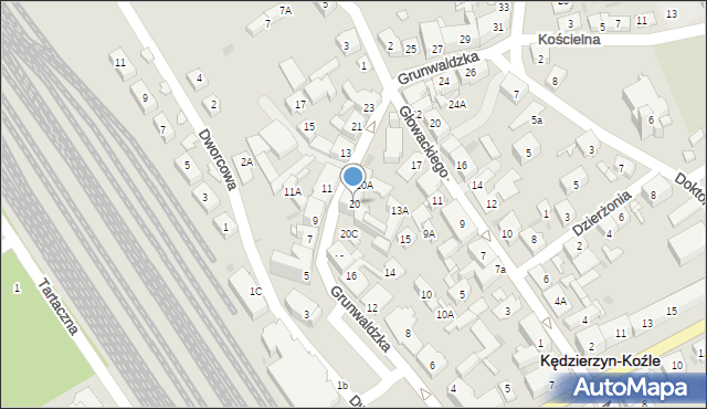 Kędzierzyn-Koźle, Grunwaldzka, 20, mapa Kędzierzyna-Koźle