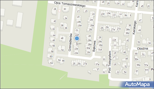 Kielce, Grenadierów, 23, mapa Kielc