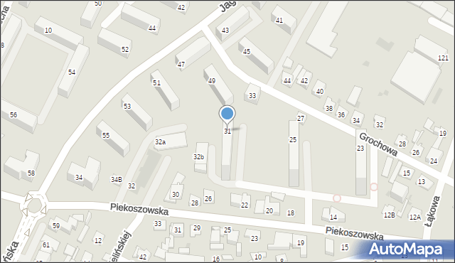 Kielce, Grochowa, 31, mapa Kielc