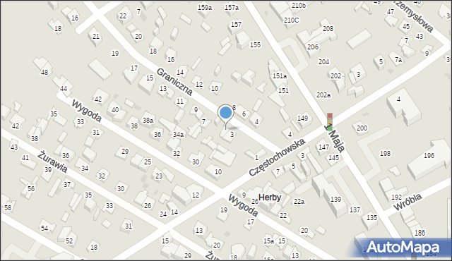 Kielce, Graniczna, 5, mapa Kielc