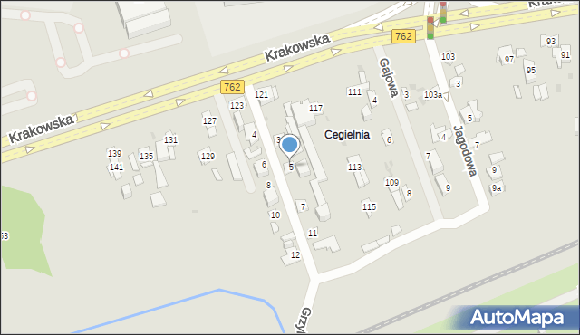 Kielce, Grzybowa, 5, mapa Kielc