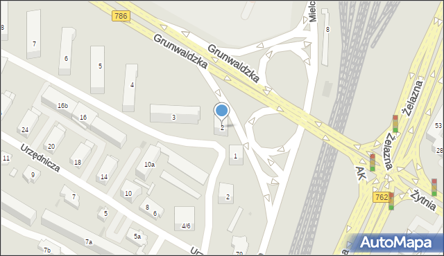 Kielce, Grunwaldzka, 2, mapa Kielc