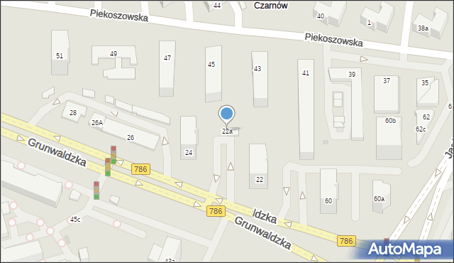 Kielce, Grunwaldzka, 22a, mapa Kielc