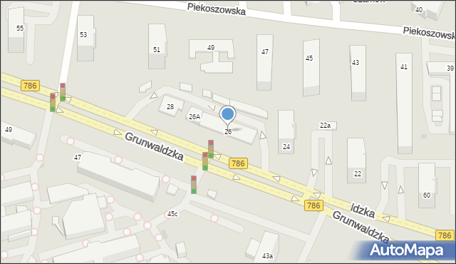 Kielce, Grunwaldzka, 26, mapa Kielc