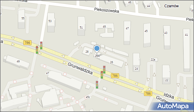 Kielce, Grunwaldzka, 26A, mapa Kielc