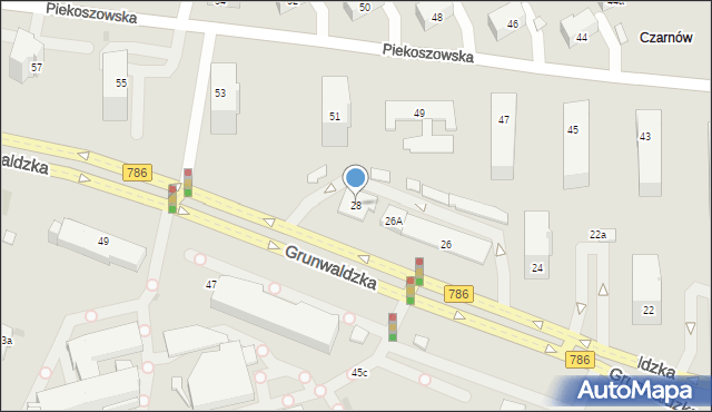 Kielce, Grunwaldzka, 28, mapa Kielc