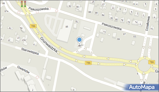 Kielce, Grunwaldzka, 66, mapa Kielc