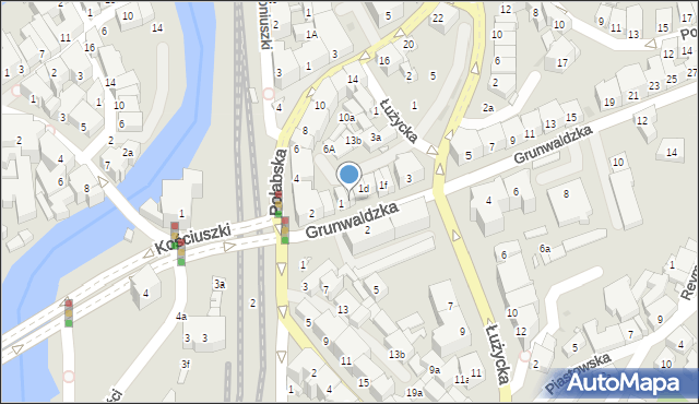 Kłodzko, Grunwaldzka, 1b, mapa Kłodzka