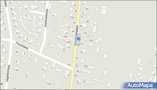 Knyszyn, Grodzieńska, 56, mapa Knyszyn