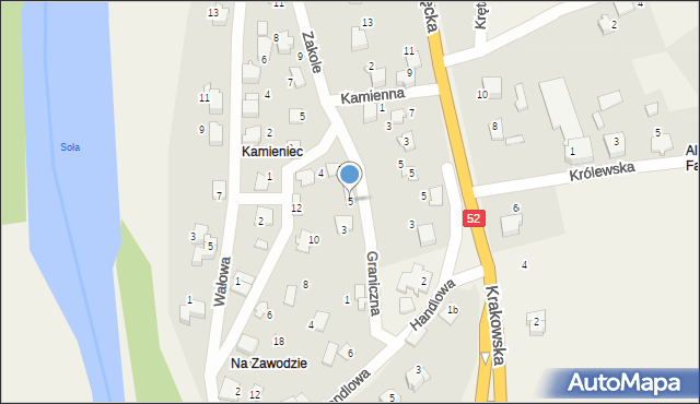 Kobiernice, Graniczna, 5, mapa Kobiernice