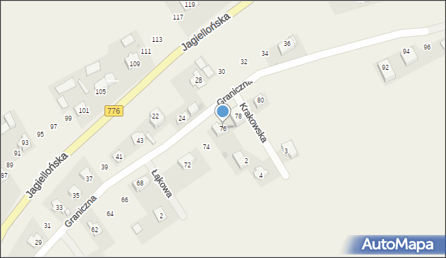 Kocmyrzów, Graniczna, 76, mapa Kocmyrzów