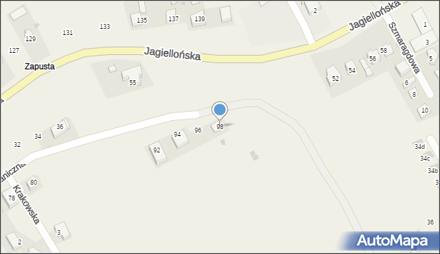 Kocmyrzów, Graniczna, 98, mapa Kocmyrzów