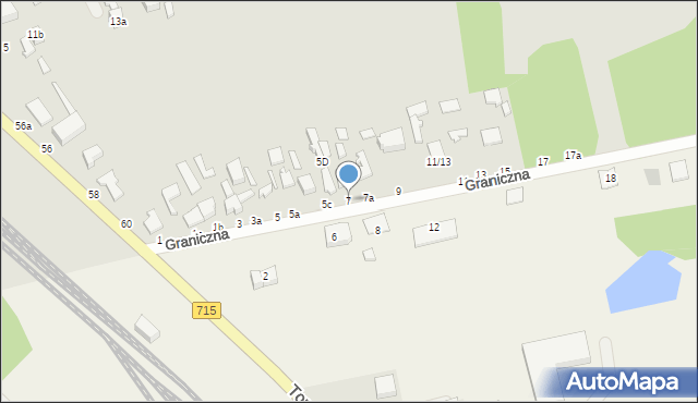 Koluszki, Graniczna, 7, mapa Koluszki