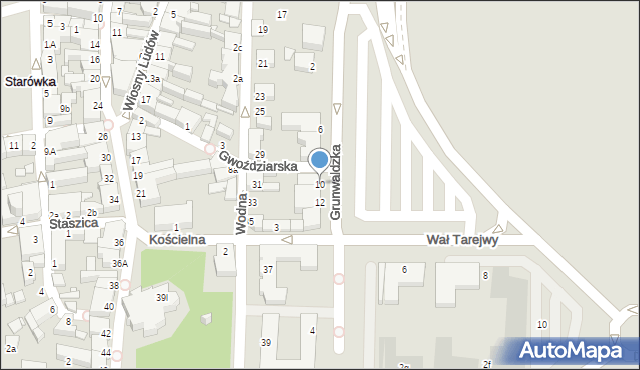 Konin, Grunwaldzka, 10, mapa Konina