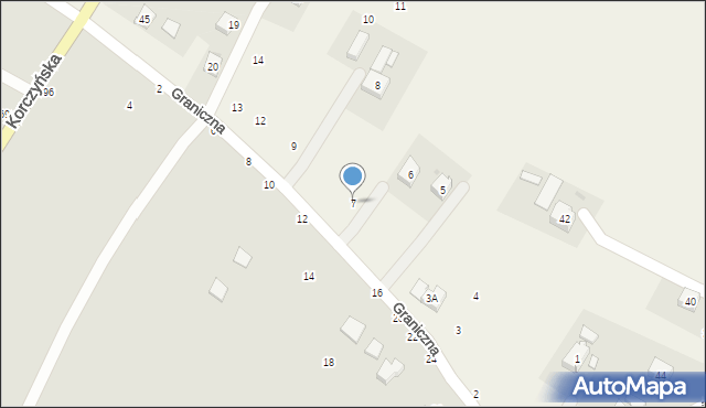 Korczyna, Graniczna, 7, mapa Korczyna