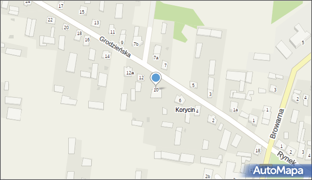 Korycin, Grodzieńska, 10, mapa Korycin