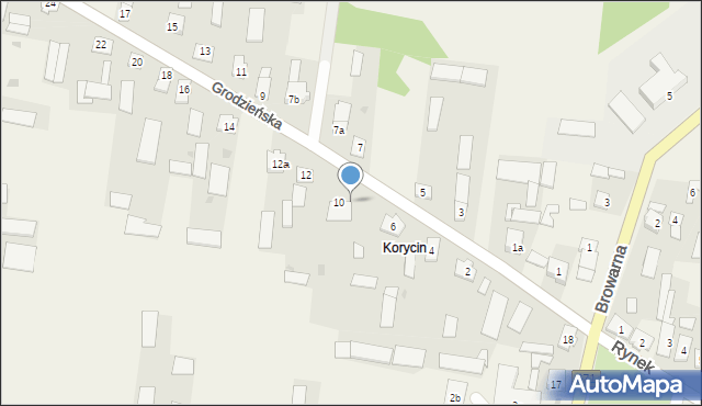 Korycin, Grodzieńska, 8, mapa Korycin