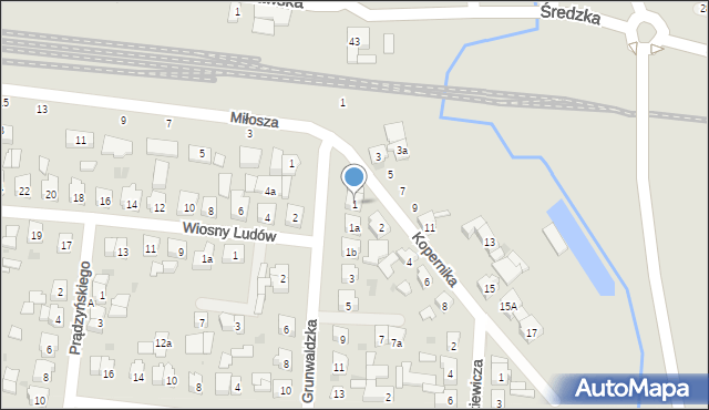 Kostrzyn, Grunwaldzka, 1, mapa Kostrzyn