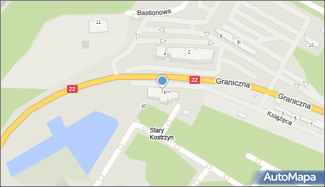 Kostrzyn nad Odrą, Graniczna, 11, mapa Kostrzyn nad Odrą