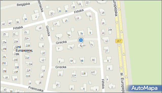 Koszalin, Grecka, 7b, mapa Koszalina