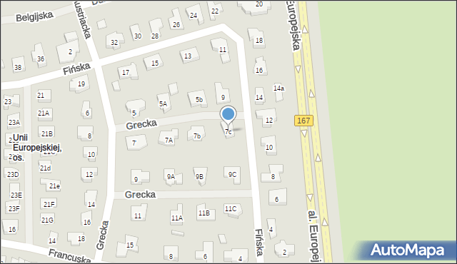 Koszalin, Grecka, 7c, mapa Koszalina