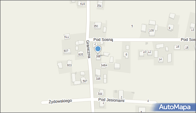 Kozierów, Graniczna, 348, mapa Kozierów