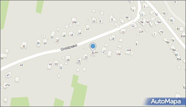 Kraków, Grodzisko, 21, mapa Krakowa