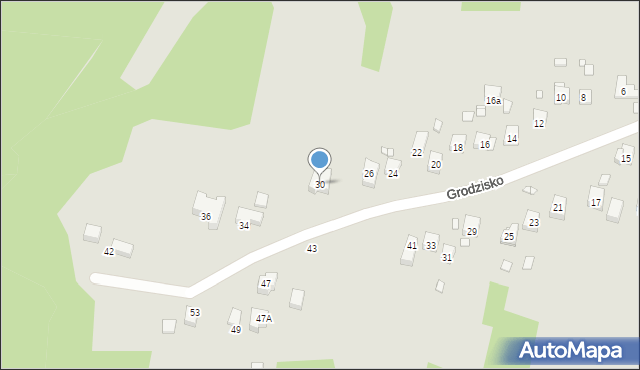 Kraków, Grodzisko, 30, mapa Krakowa