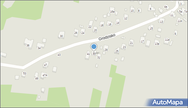 Kraków, Grodzisko, 33, mapa Krakowa